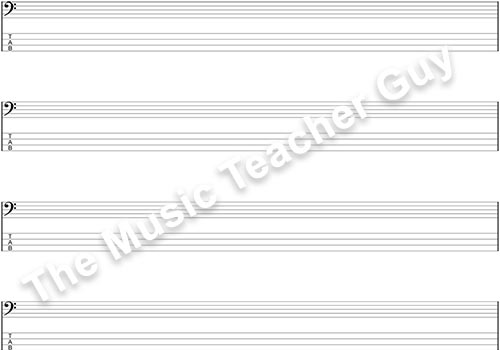 Blank Bass Clef With TAB